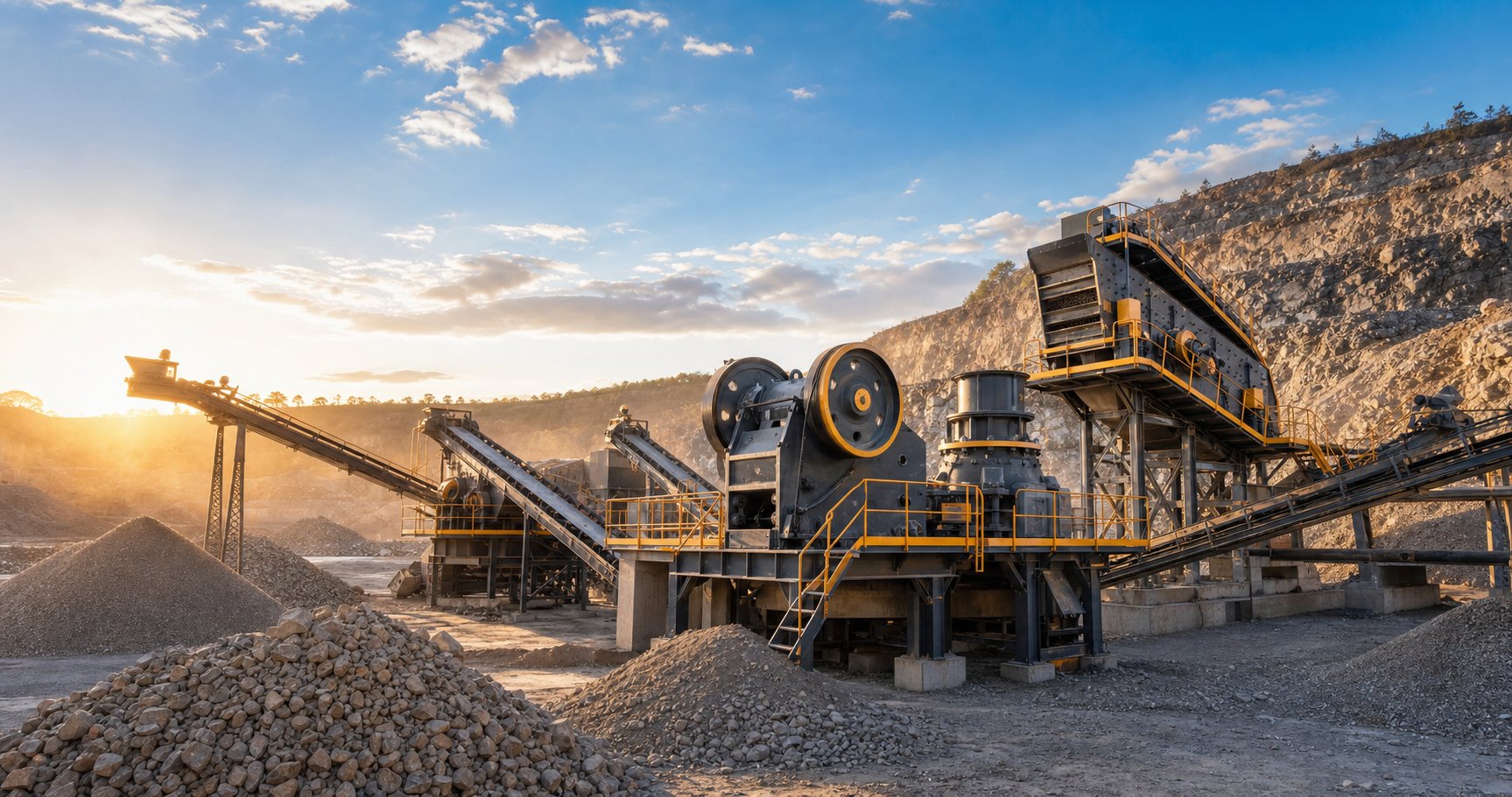 Feeding screening and conveying in an aggregate plant