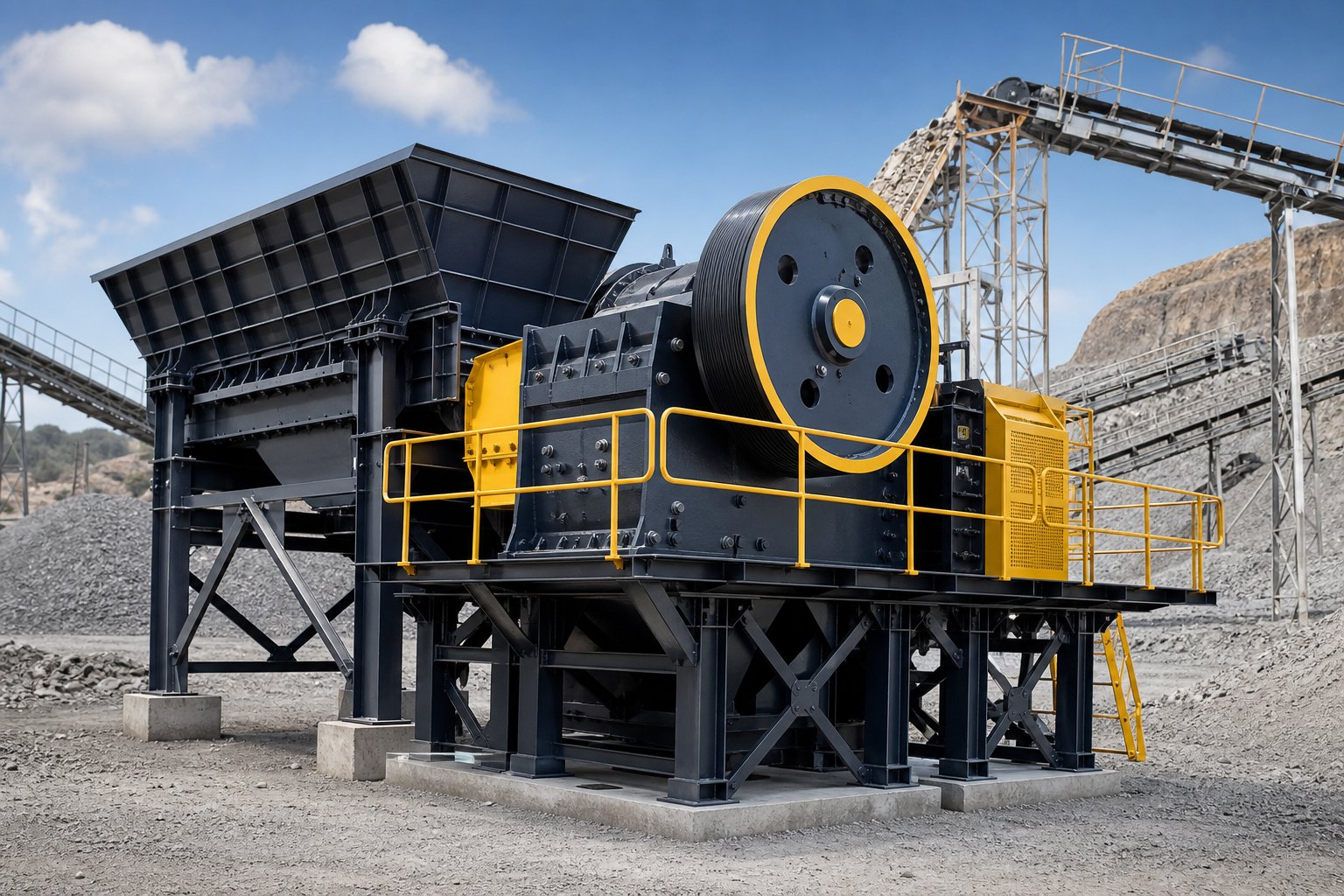 Jaw crusher for primary hard rock crushing