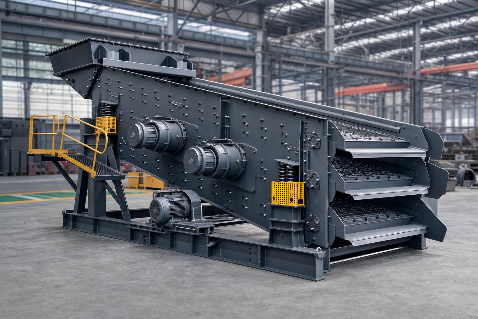 Inclined multi-deck vibrating screen